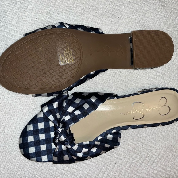 NWOT, Jessica Simpson Blue/White Slip-on Sandals, Size 7.5 Med/38 - Picture 11 of 13